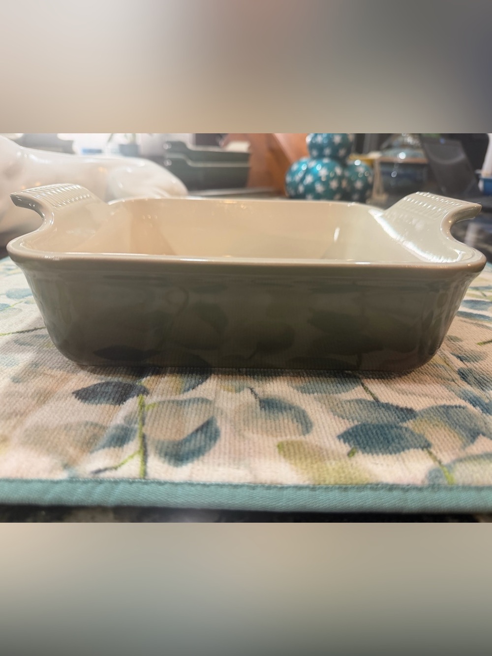 NEW Le Creuset Heritage Square Dish 3 Qt 23cm Thyme Green Stoneware Baker